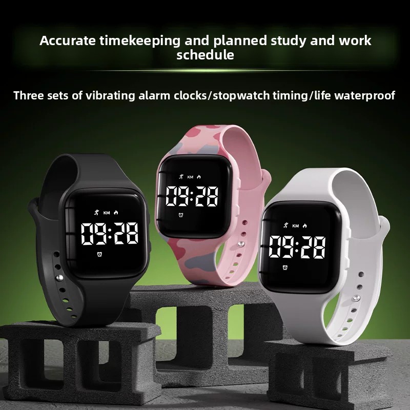 Running Watch - Kinder-LED-Digital-Smartwatch mit leisem Vibrationsalarm, wasserdicht, elektronische