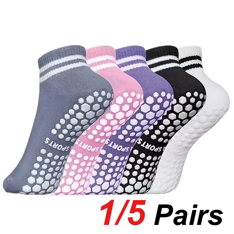 Sports Socks - 1/5 Paar Damen-Silikon-Anti-Rutsch-Socken für Pilates, Yoga,