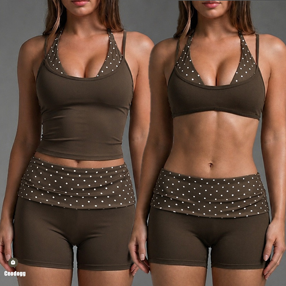 Running Belt - Polka Dot Damen-Top mit Trägern, Halter-Yoga-BH,