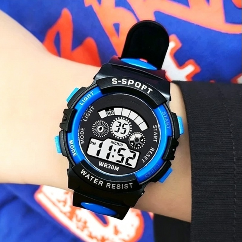 Running Watch - Elektronische Kinderuhr für Jungen, wasserdicht, multifunktional,